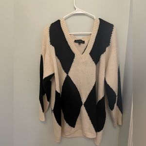 ELOQUII | Preppy V-neck Oversized Argyle Sweater Sz 14/16